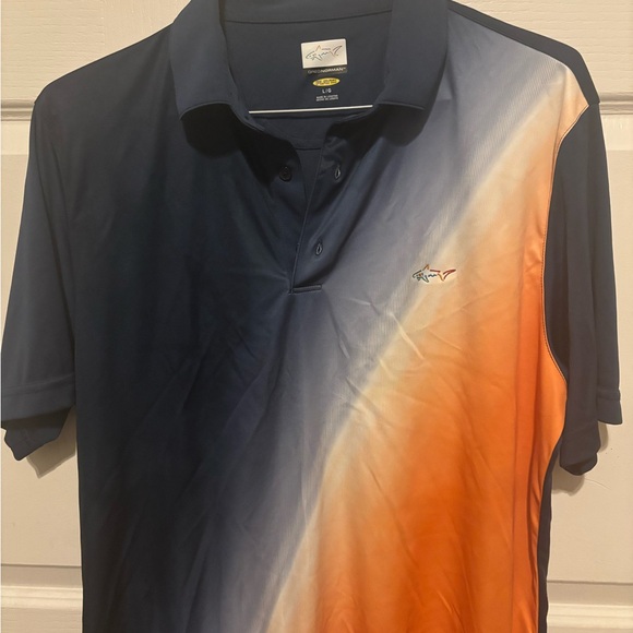 Greg Norman Polo Shirt Mens L Orange/Blue Golf Golfing Lightweight Men - Picture 1 of 13